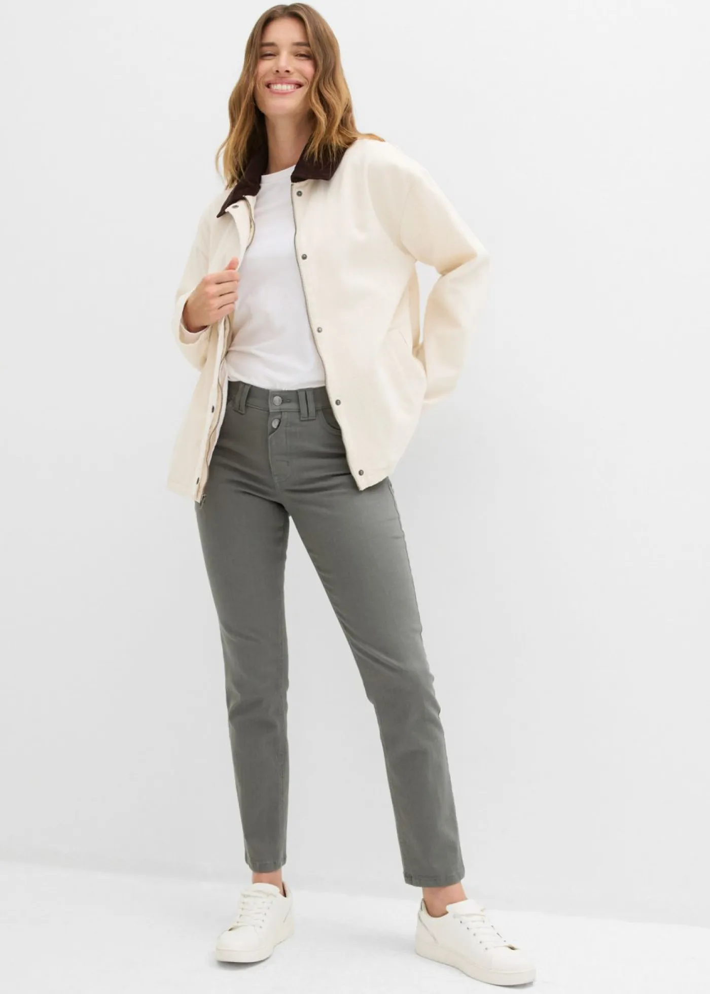 Clearance Pantalones acortados de sarga Mujer Pantalones