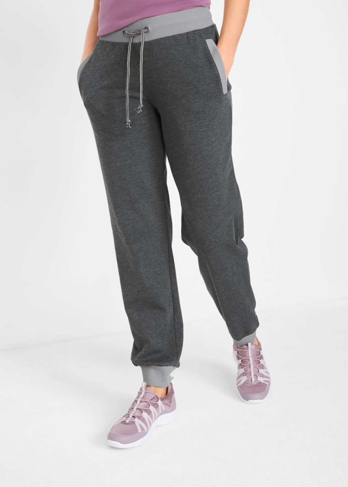 Pantalones deportivos con cintura en contraste Mujer Ropa Cómoda|Pantalones