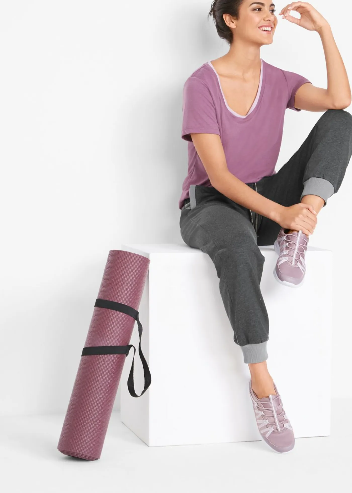 Pantalones deportivos con cintura en contraste Mujer Ropa Cómoda|Pantalones