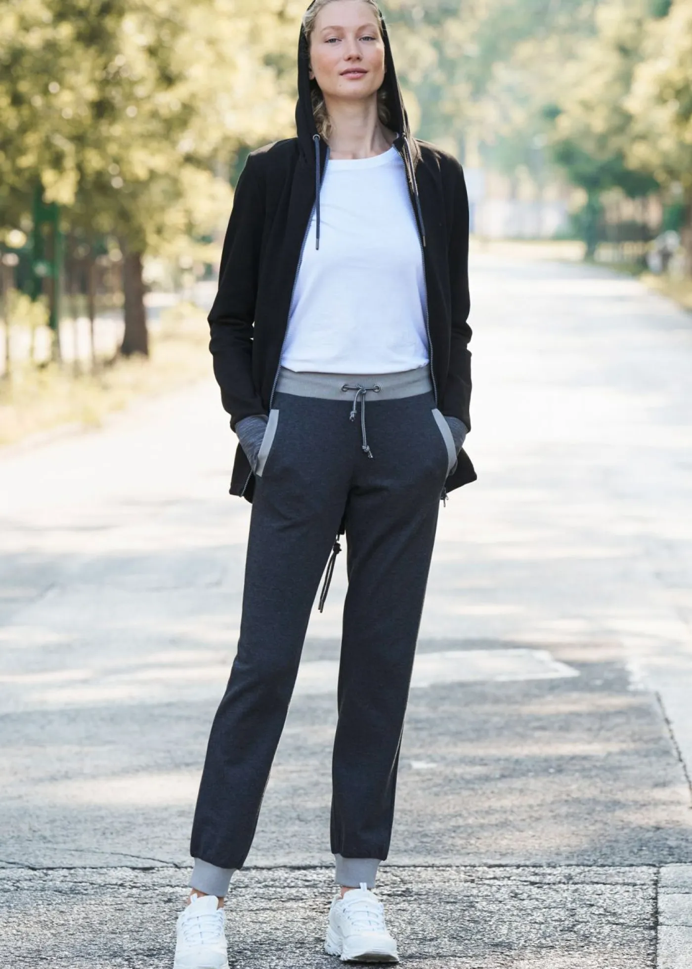 Pantalones deportivos con cintura en contraste Mujer Ropa Cómoda|Pantalones