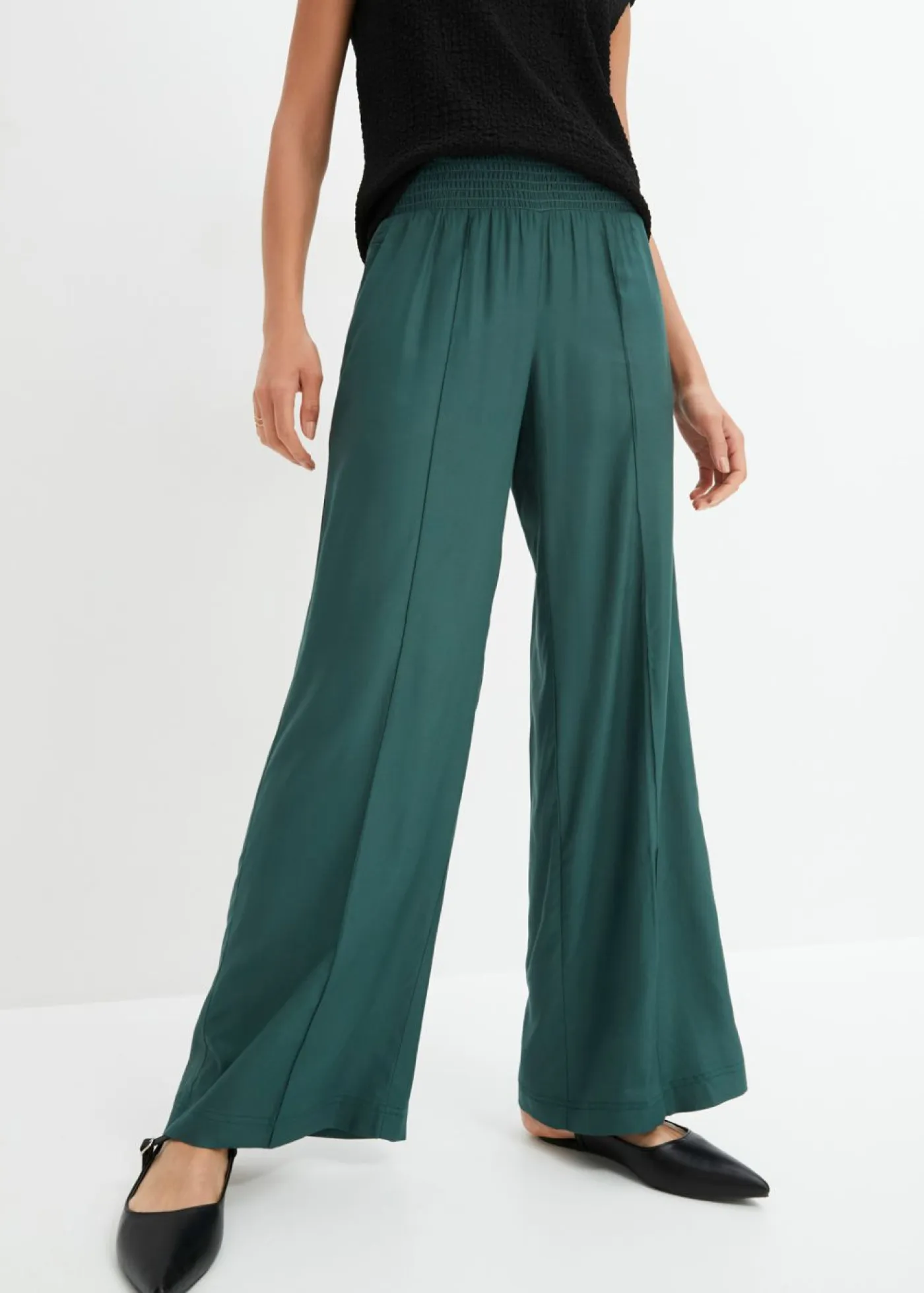 Best Pantalones slip-on de crepé de viscosa fluido Mujer Pantalones
