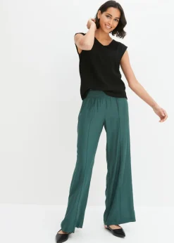 Best Pantalones slip-on de crepé de viscosa fluido Mujer Pantalones