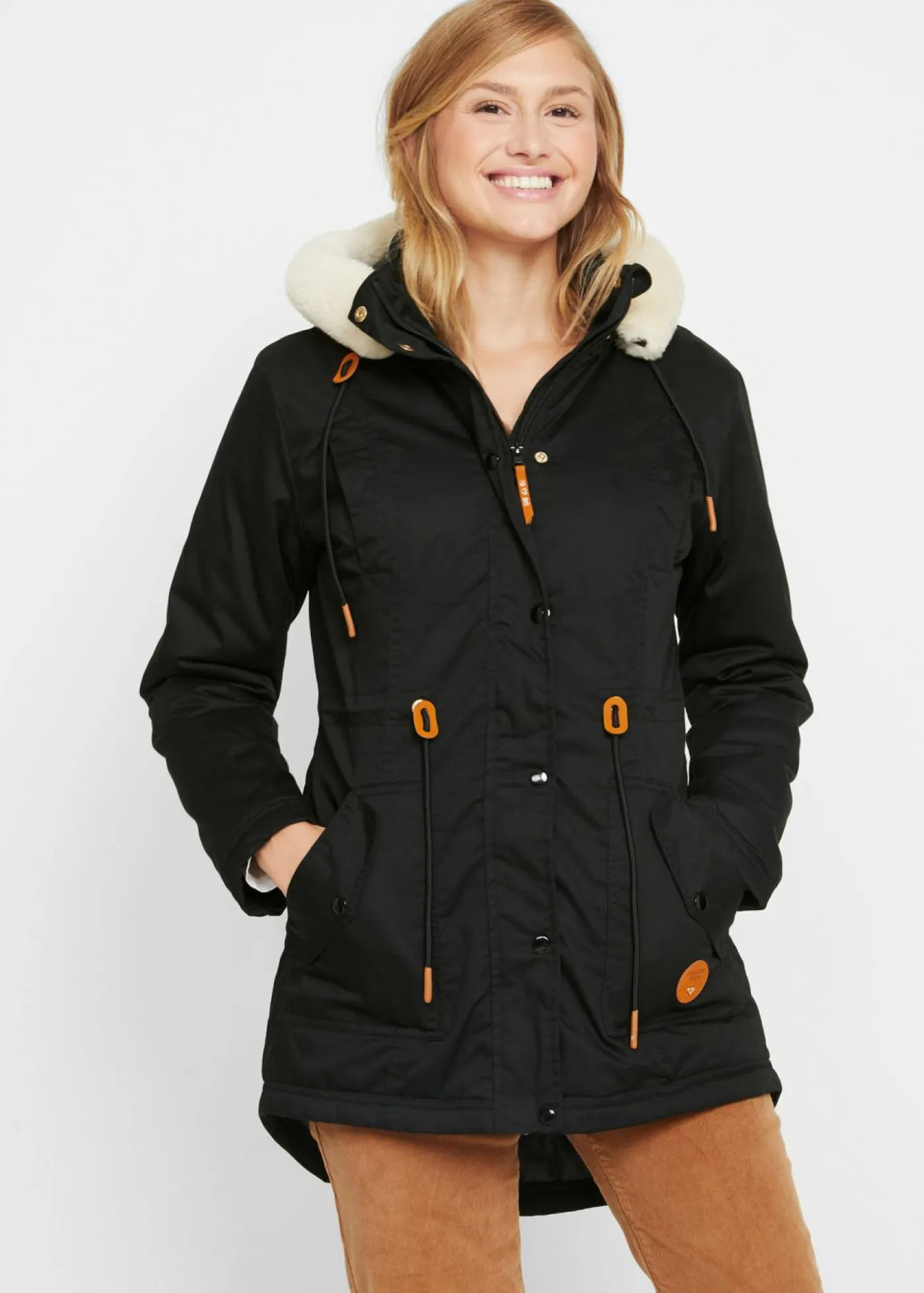 Parka acolchada con ribete de pelo sintético Mujer Chaquetas Y Abrigos