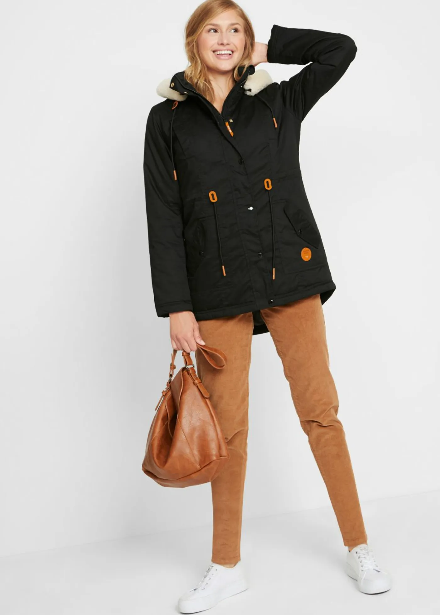 Parka acolchada con ribete de pelo sintético Mujer Chaquetas Y Abrigos