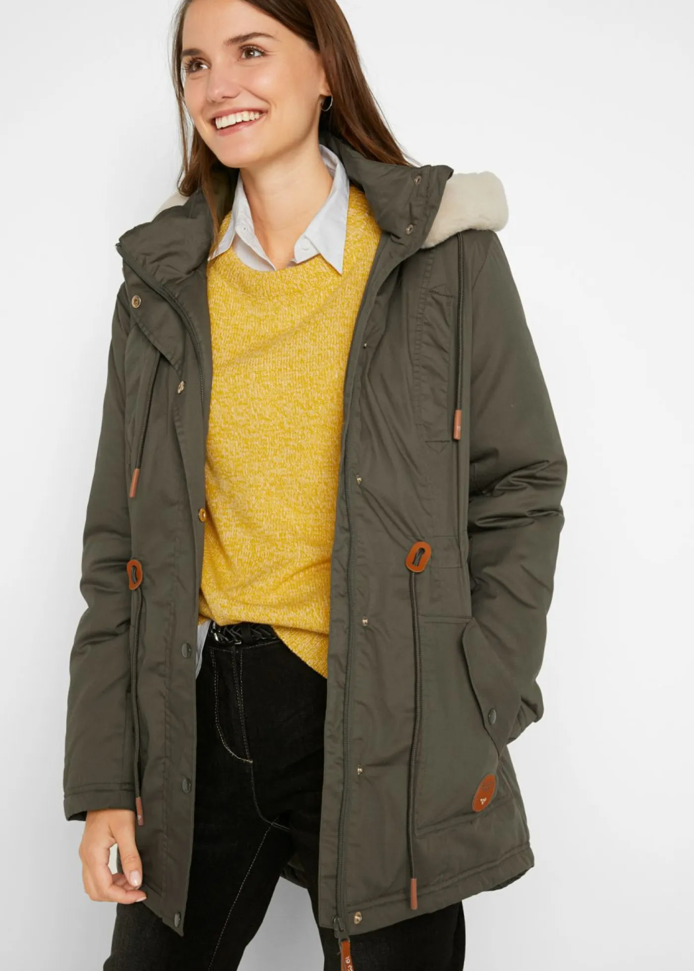 Hot Parka acolchada con ribete de pelo sintético Mujer Chaquetas Y Abrigos