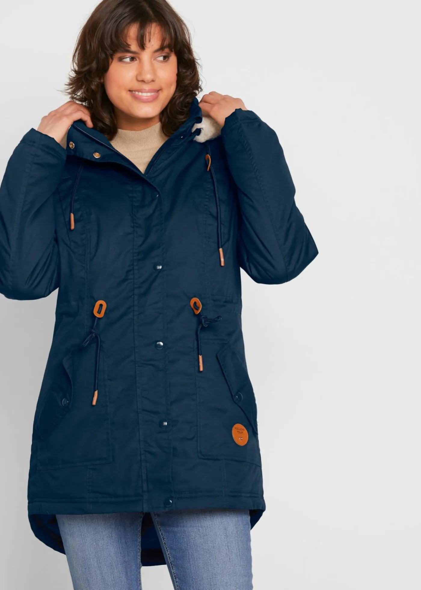 Parka acolchada con ribete de pelo sintético Mujer Chaquetas Y Abrigos