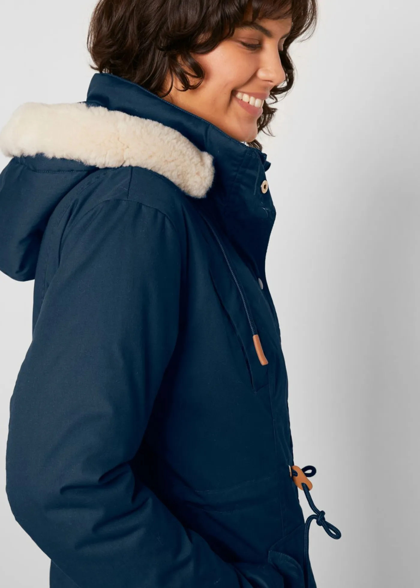 Parka acolchada con ribete de pelo sintético Mujer Chaquetas Y Abrigos