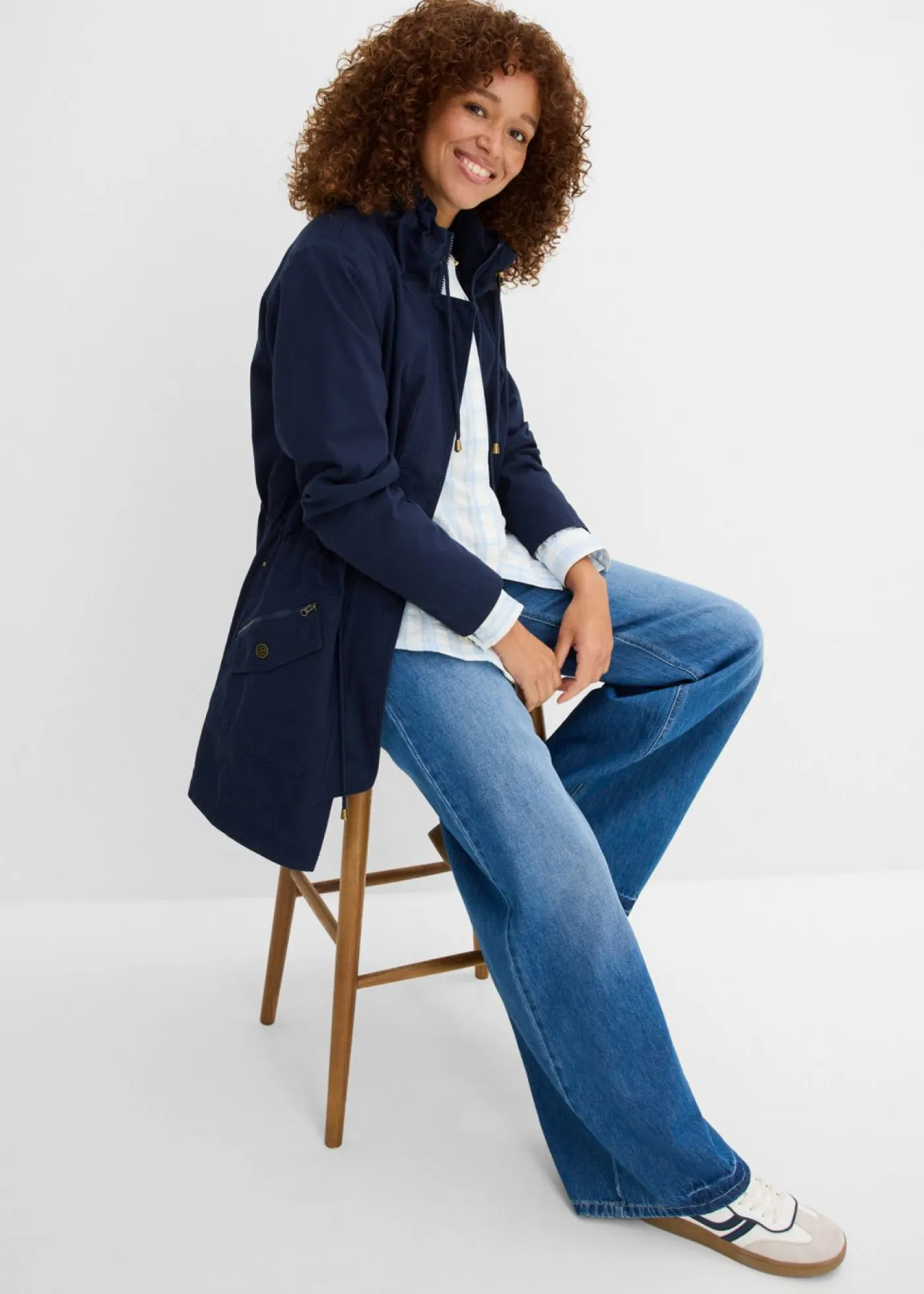 Sale Parka corta de algodón con cuello alto, entallada Mujer Chaquetas Y Abrigos
