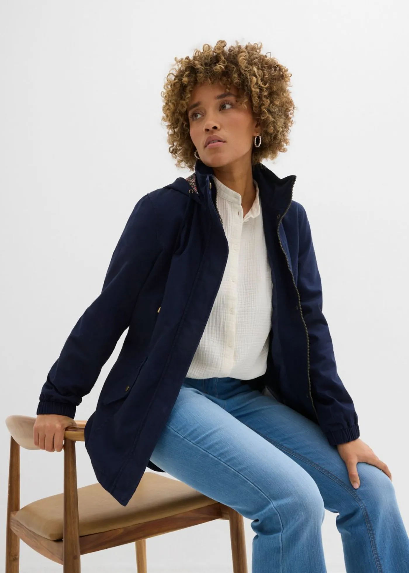 Clearance Parka de entretiempo de algodón con capucha estampada Mujer Chaquetas Y Abrigos|Novedades