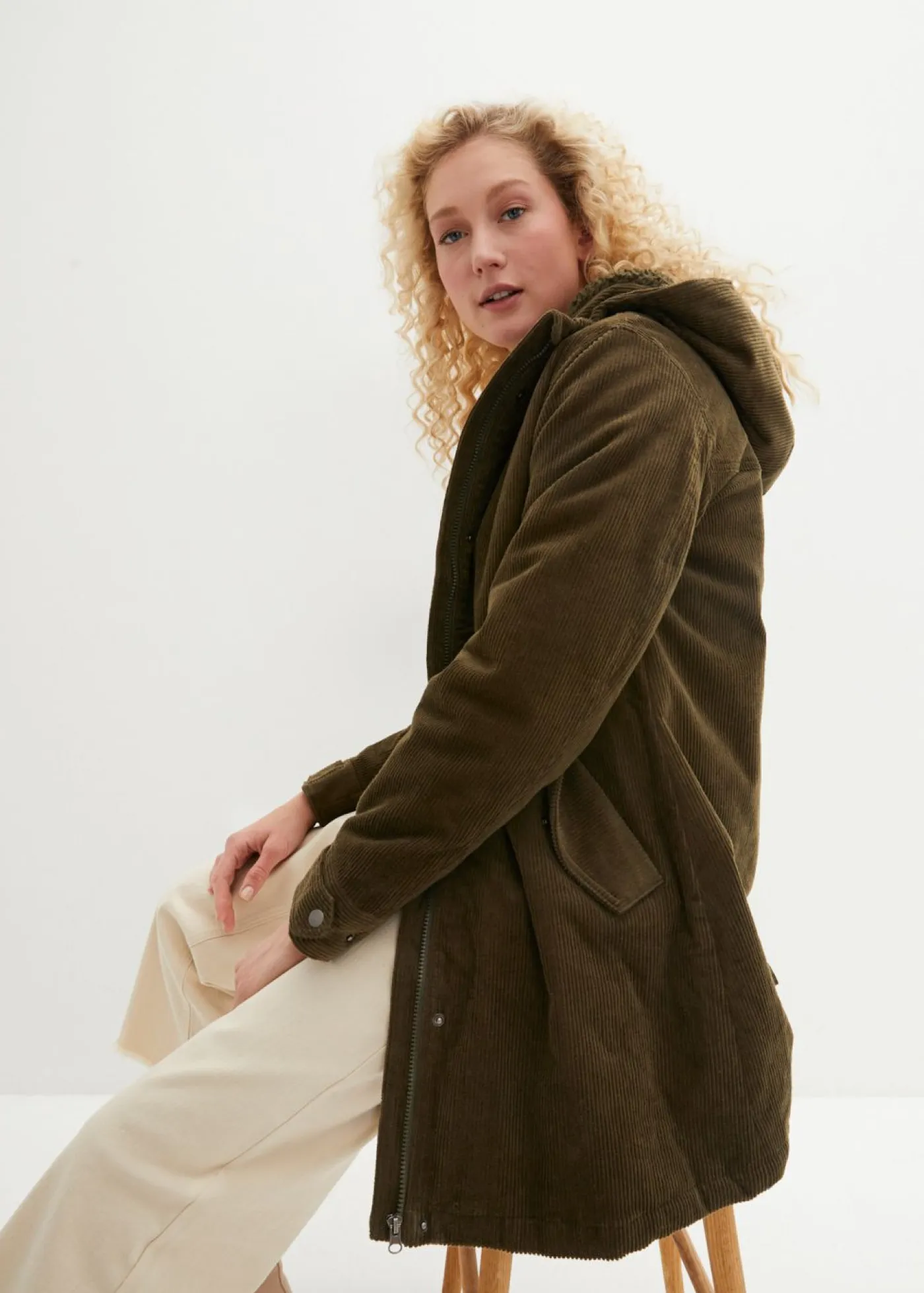 Best Parka de pana con forro suave Mujer Chaquetas Y Abrigos
