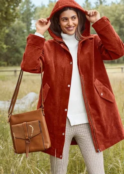 Outlet Parka de pana con forro suave Mujer Chaquetas Y Abrigos