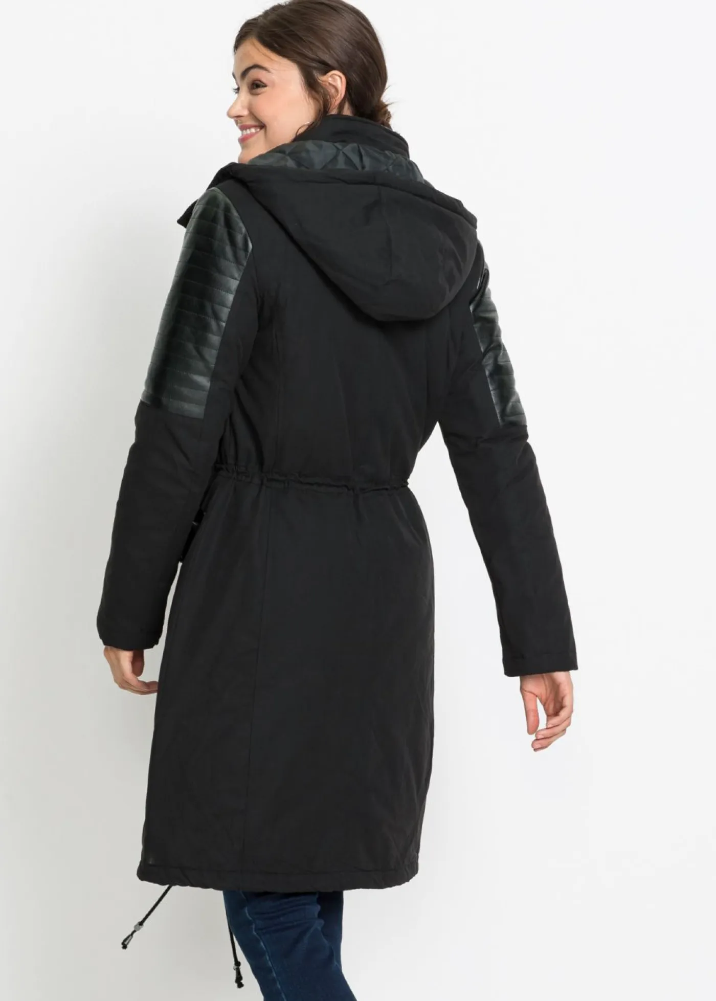 Outlet Parka larga con inserciones de piel sintética Mujer Chaquetas Y Abrigos