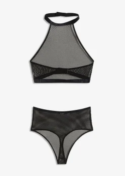 Picardías anudado al cuello + tanga de talle alto (2 piezas) Mujer Lencería Sexy