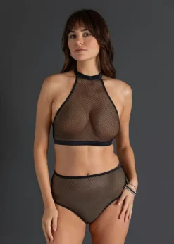 Picardías anudado al cuello + tanga de talle alto (2 piezas) Mujer Lencería Sexy