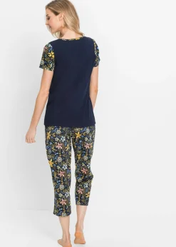 Pijama capri con mangas cortas, de algodón puro Mujer Ropa Para Dormir
