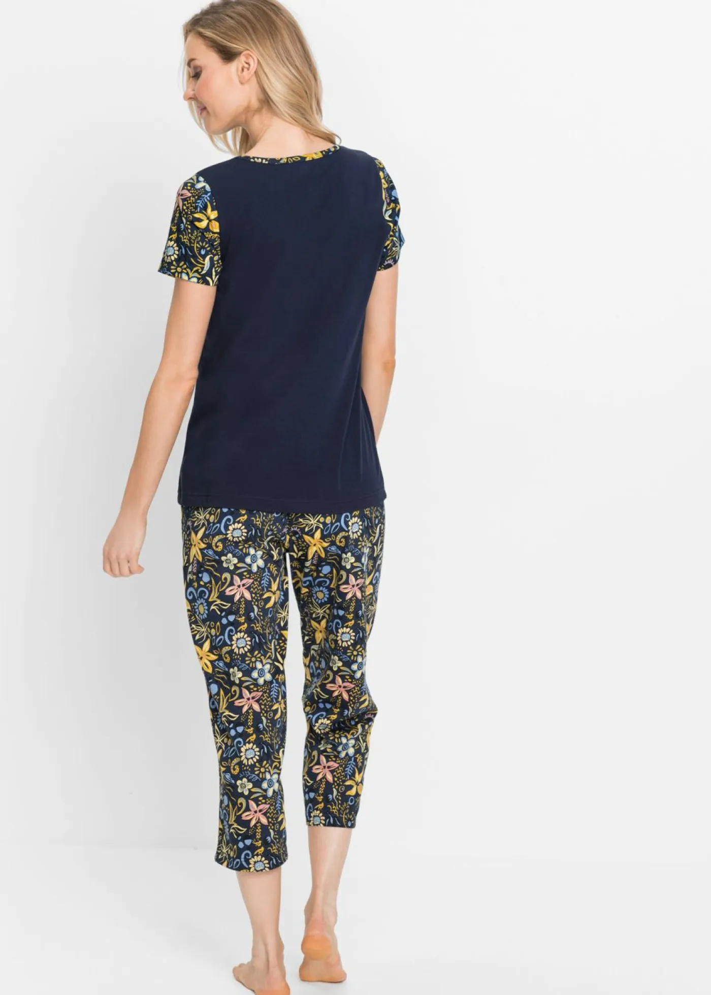 Pijama capri con mangas cortas, de algodón puro Mujer Ropa Para Dormir