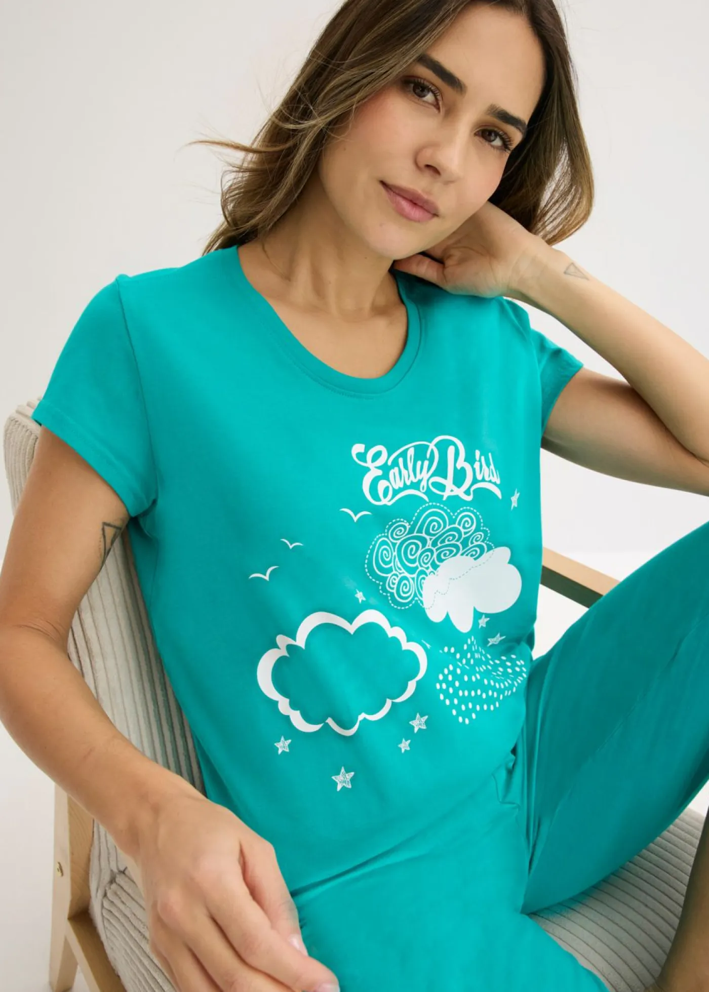 Discount Pijama capri de algodón orgánico puro Mujer Ropa Para Dormir