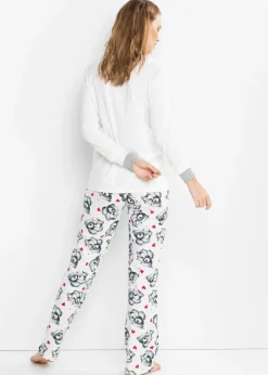 New Pijama con aplicación de franela Mujer Ropa Para Dormir