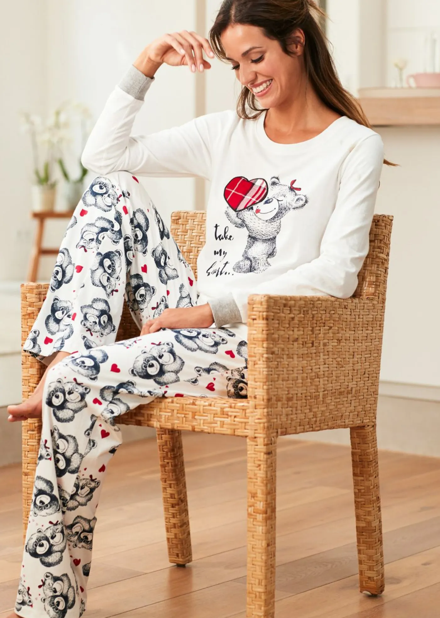 New Pijama con aplicación de franela Mujer Ropa Para Dormir