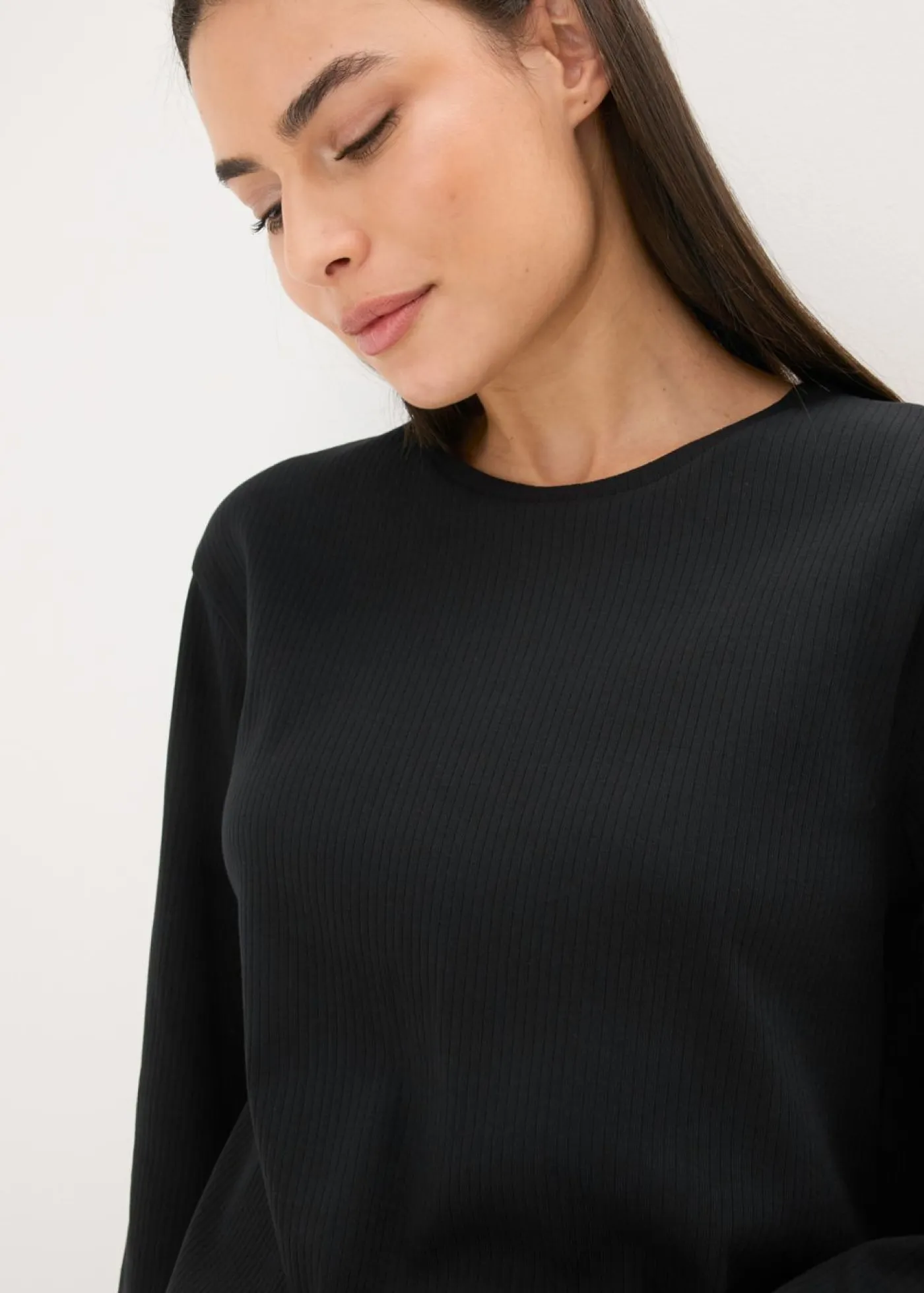 New Pijama con camiseta de canalé y pantalón ancho Mujer Ropa Para Dormir