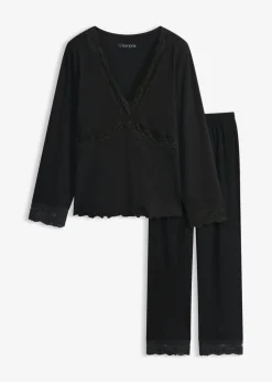 New Pijama con ribete de encaje Mujer Ropa Para Dormir