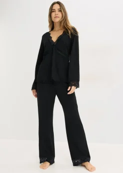 New Pijama con ribete de encaje Mujer Ropa Para Dormir