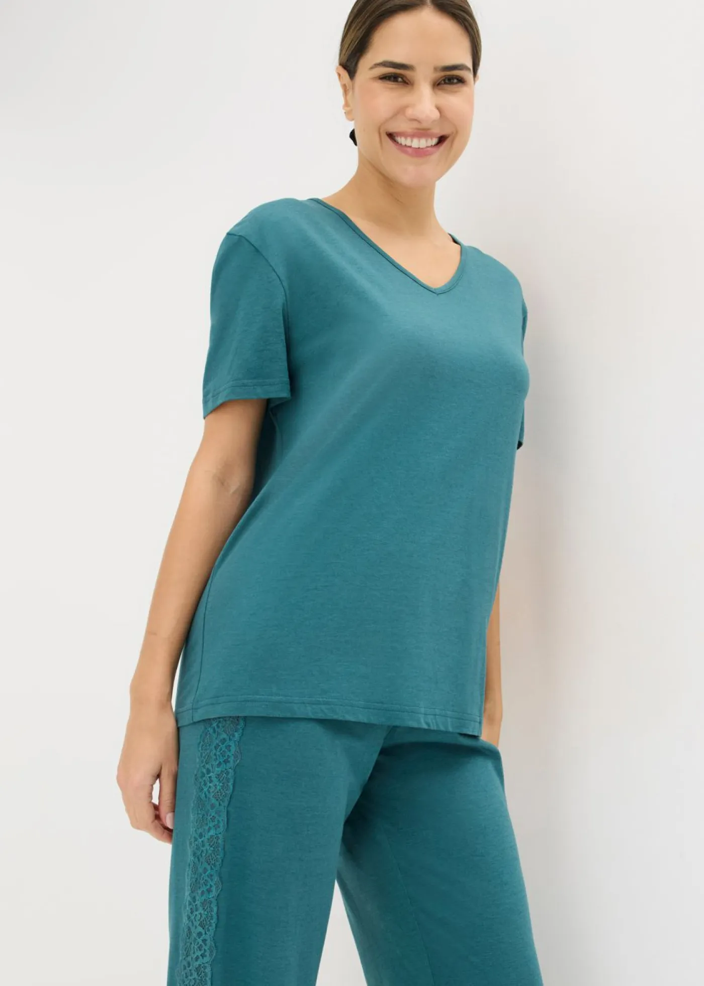 Outlet Pijama con viscosa y encaje Mujer Temática·Lencería De Primavera|Ropa Para Dormir