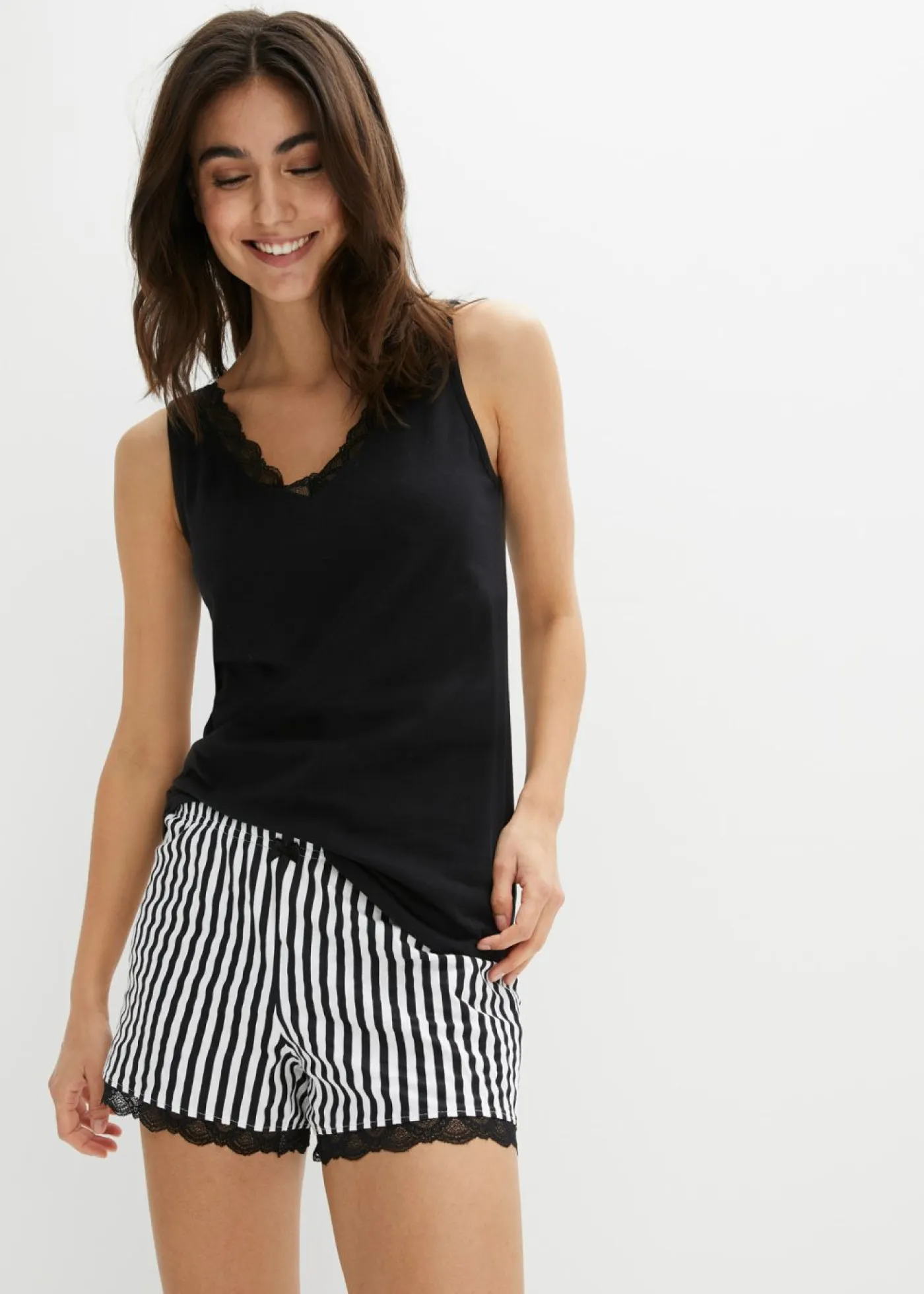 Online Pijama corto con encaje fino Mujer Básicos|Ropa Para Dormir