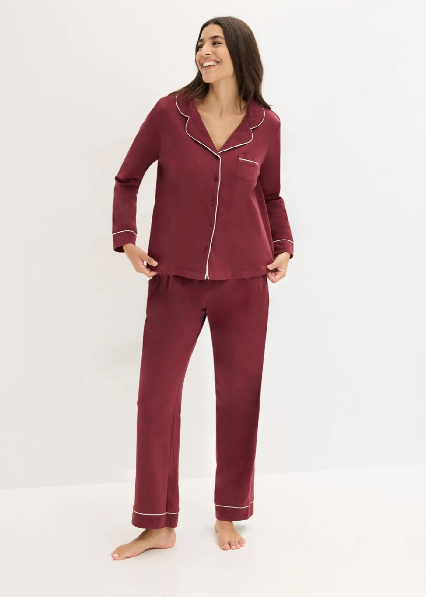 Best Pijama de algodón puro con botones Mujer Ropa Para Dormir