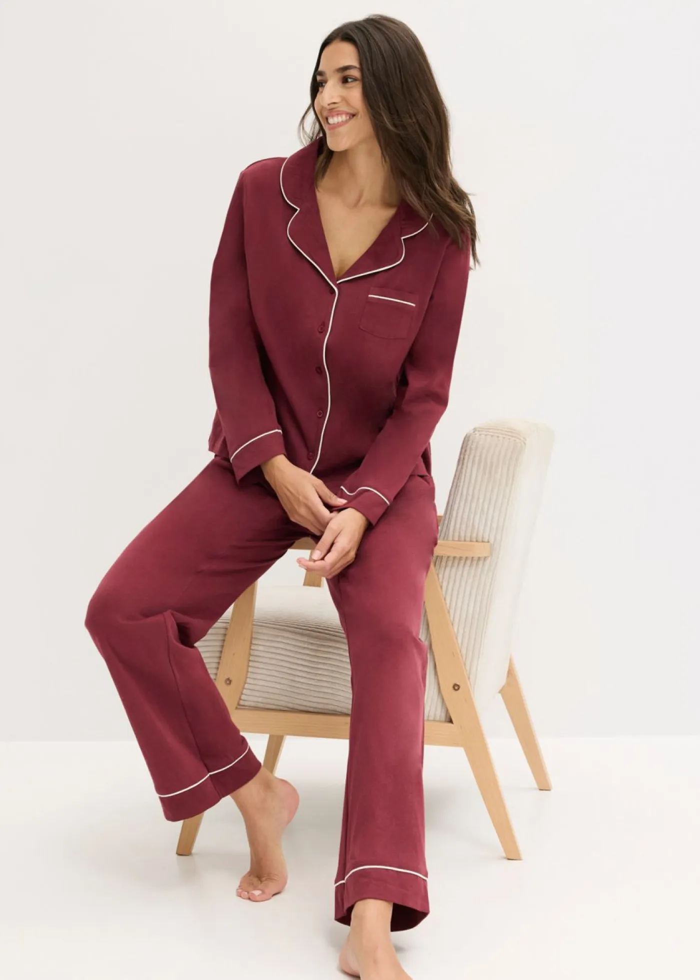 Best Pijama de algodón puro con botones Mujer Ropa Para Dormir