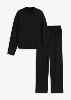 Pijama holgado de punto suave de canalé Mujer Homewear|Ropa Para Dormir