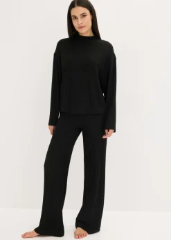 Pijama holgado de punto suave de canalé Mujer Homewear|Ropa Para Dormir