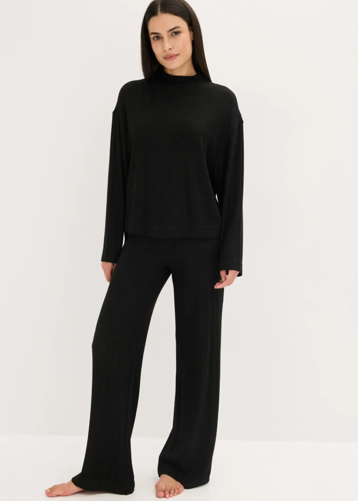 Pijama holgado de punto suave de canalé Mujer Homewear|Ropa Para Dormir