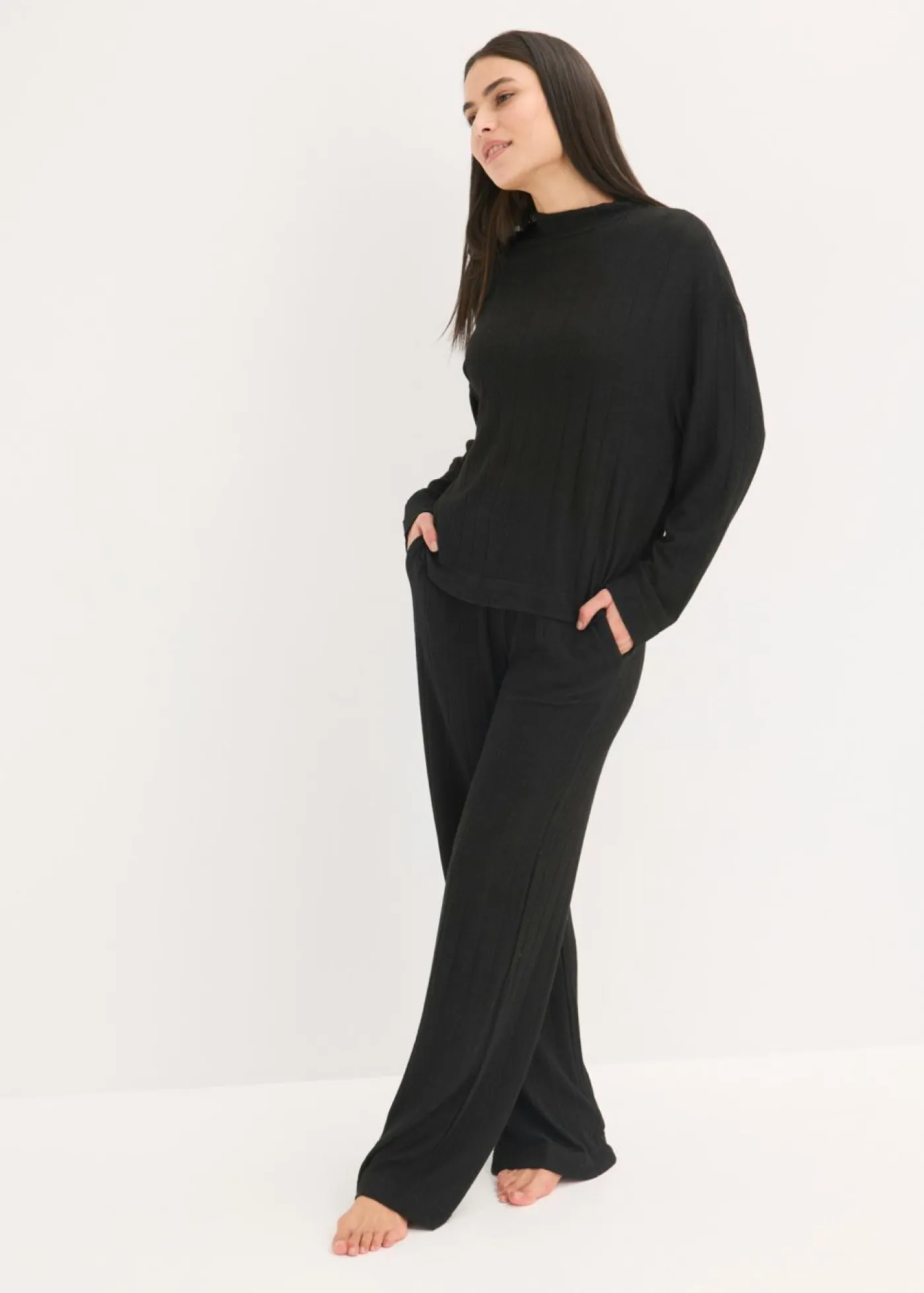 Pijama holgado de punto suave de canalé Mujer Homewear|Ropa Para Dormir