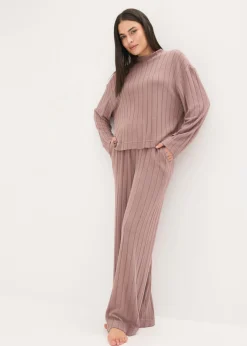 Best Pijama holgado de punto suave de canalé Mujer Homewear|Ropa Para Dormir