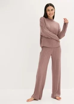 Best Pijama holgado de punto suave de canalé Mujer Homewear|Ropa Para Dormir