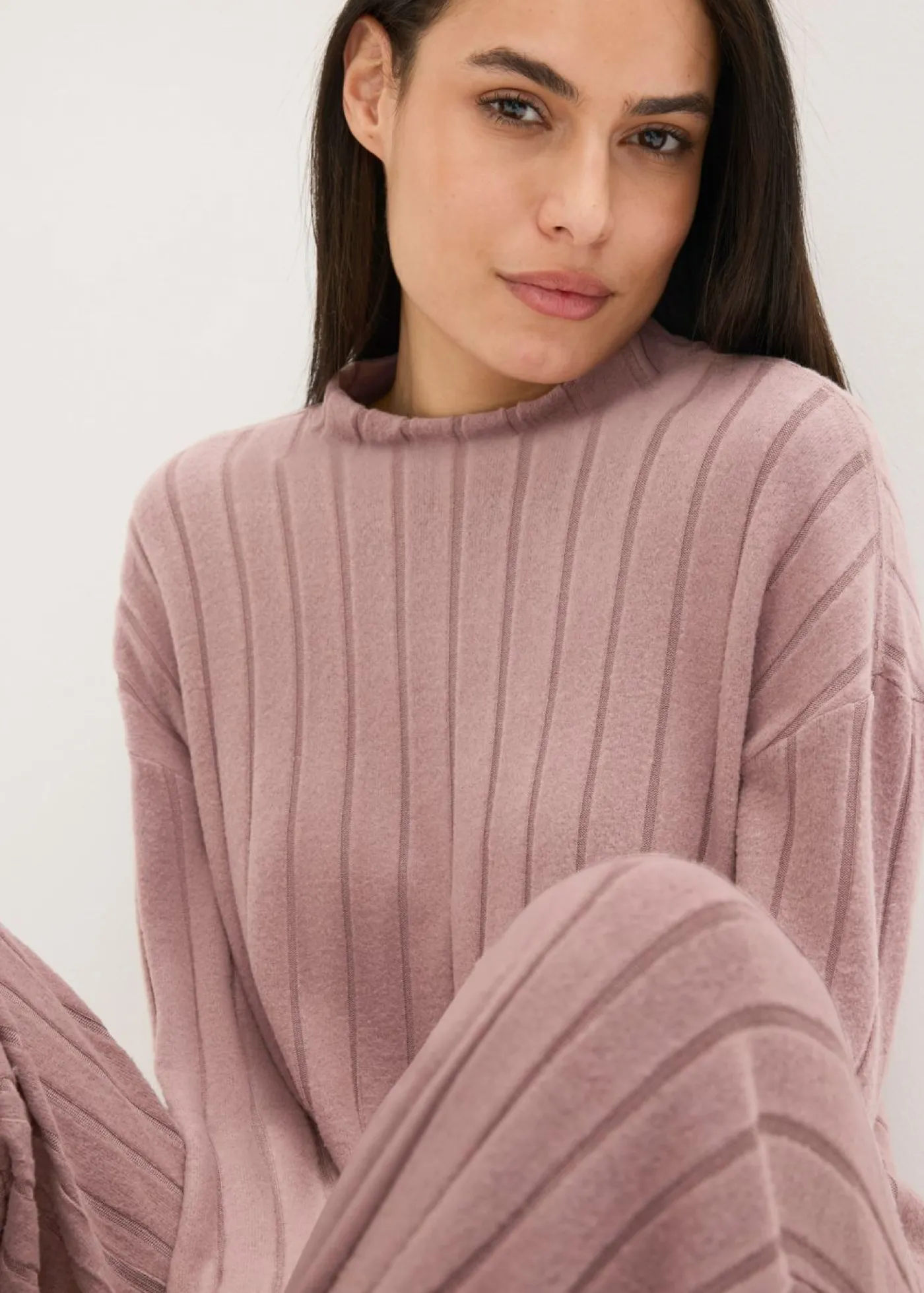 Best Pijama holgado de punto suave de canalé Mujer Homewear|Ropa Para Dormir