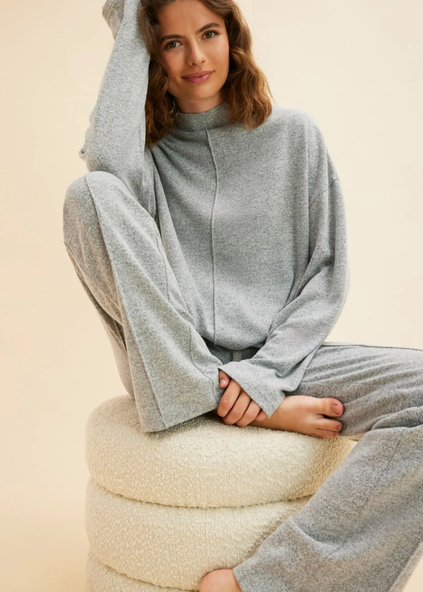Online Pijama holgado de tejido suave Mujer Homewear|Ropa Para Dormir