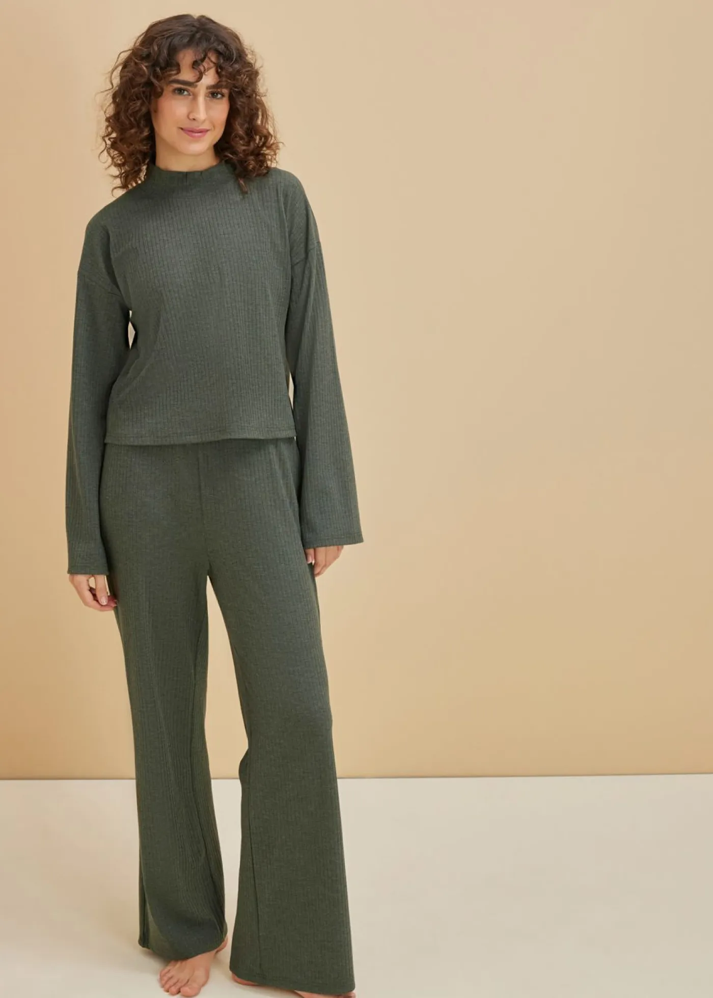 Online Pijama oversize de suave canalé Mujer Homewear|Ropa Para Dormir