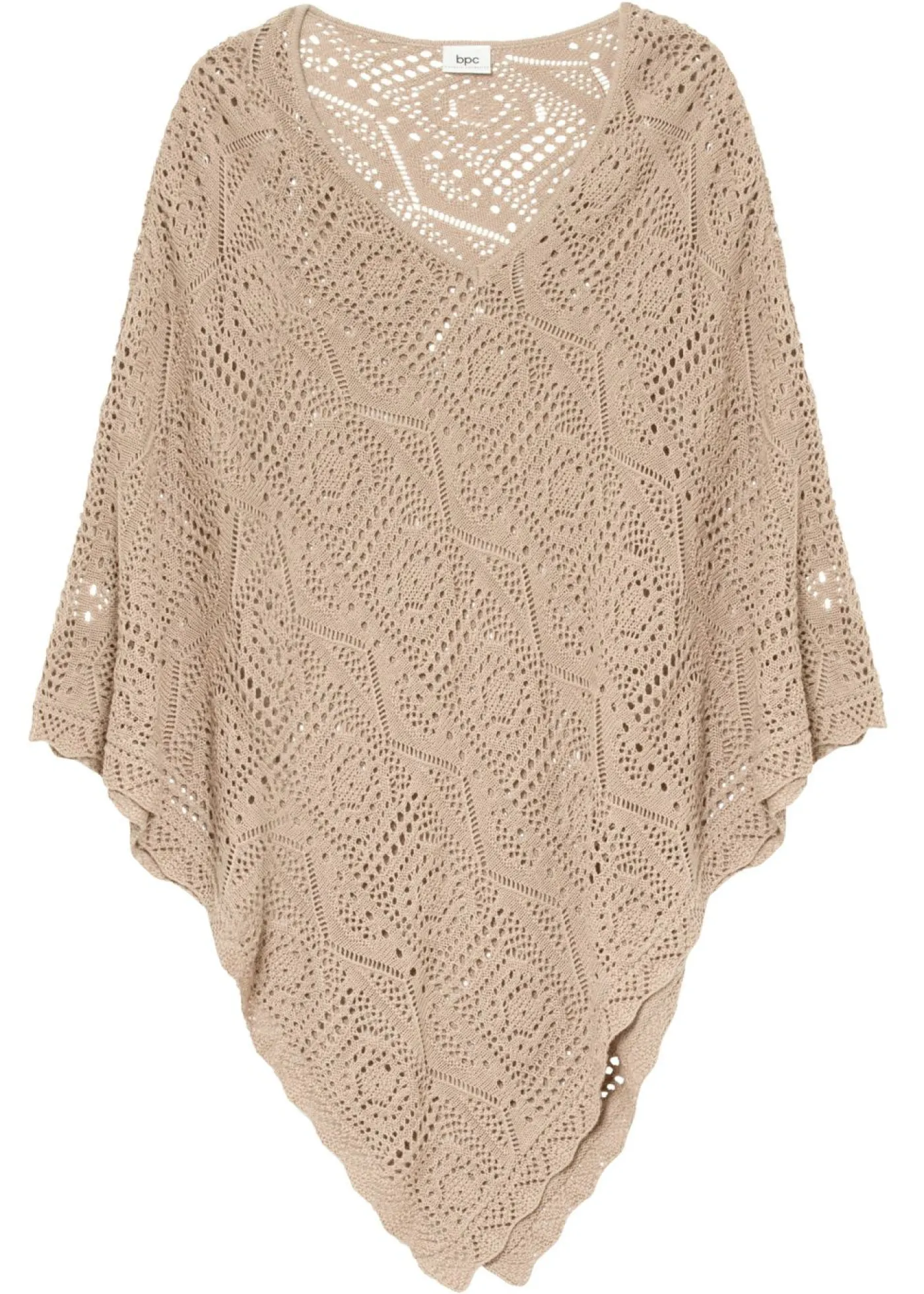 New Poncho con aspecto de ganchillo Mujer Ponchos|Jerséis