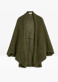 Clearance Poncho de punto de ajour con contenido de lino Mujer Ponchos|Premium