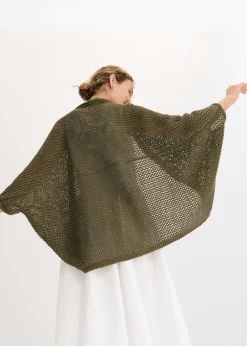 Clearance Poncho de punto de ajour con contenido de lino Mujer Ponchos|Premium