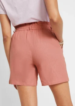New Shorts paperbag con lino Mujer Shorts|Pantalones