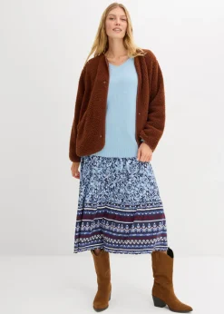 Suave jersey de punto fino con mangas abullonadas Mujer Básicos|Jerséis