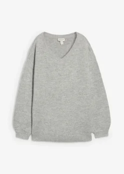 Suave jersey de punto fino con mangas abullonadas Mujer Básicos|Jerséis