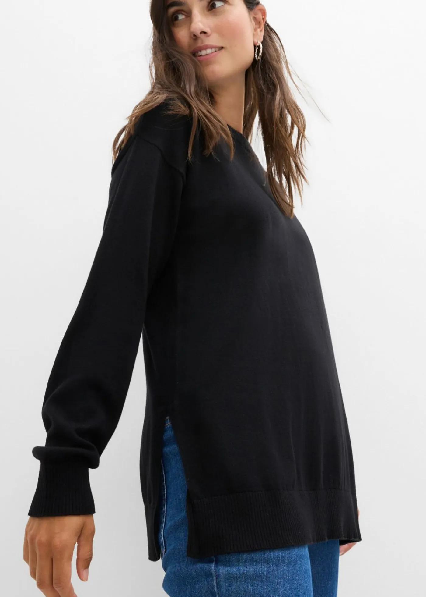 Suave jersey premamá de algodón orgánico con aberturas para la lactancia Mujer Premamá