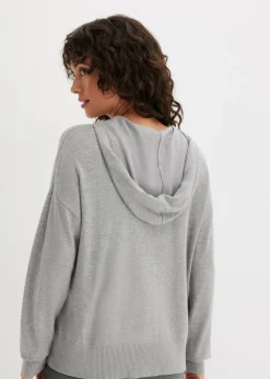 Discount Sudadera con capucha de punto y bolsillo canguro en mezcla de viscosa Mujer Jerséis|Ropa De Punto