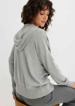 Discount Sudadera con capucha de punto y bolsillo canguro en mezcla de viscosa Mujer Jerséis|Ropa De Punto