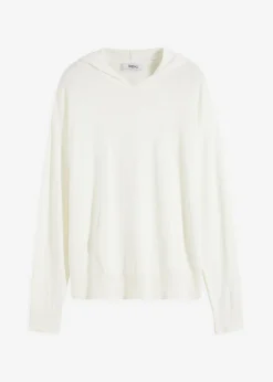 New Sudadera con capucha de punto y bolsillo canguro en mezcla de viscosa Mujer Jerséis|Ropa De Punto
