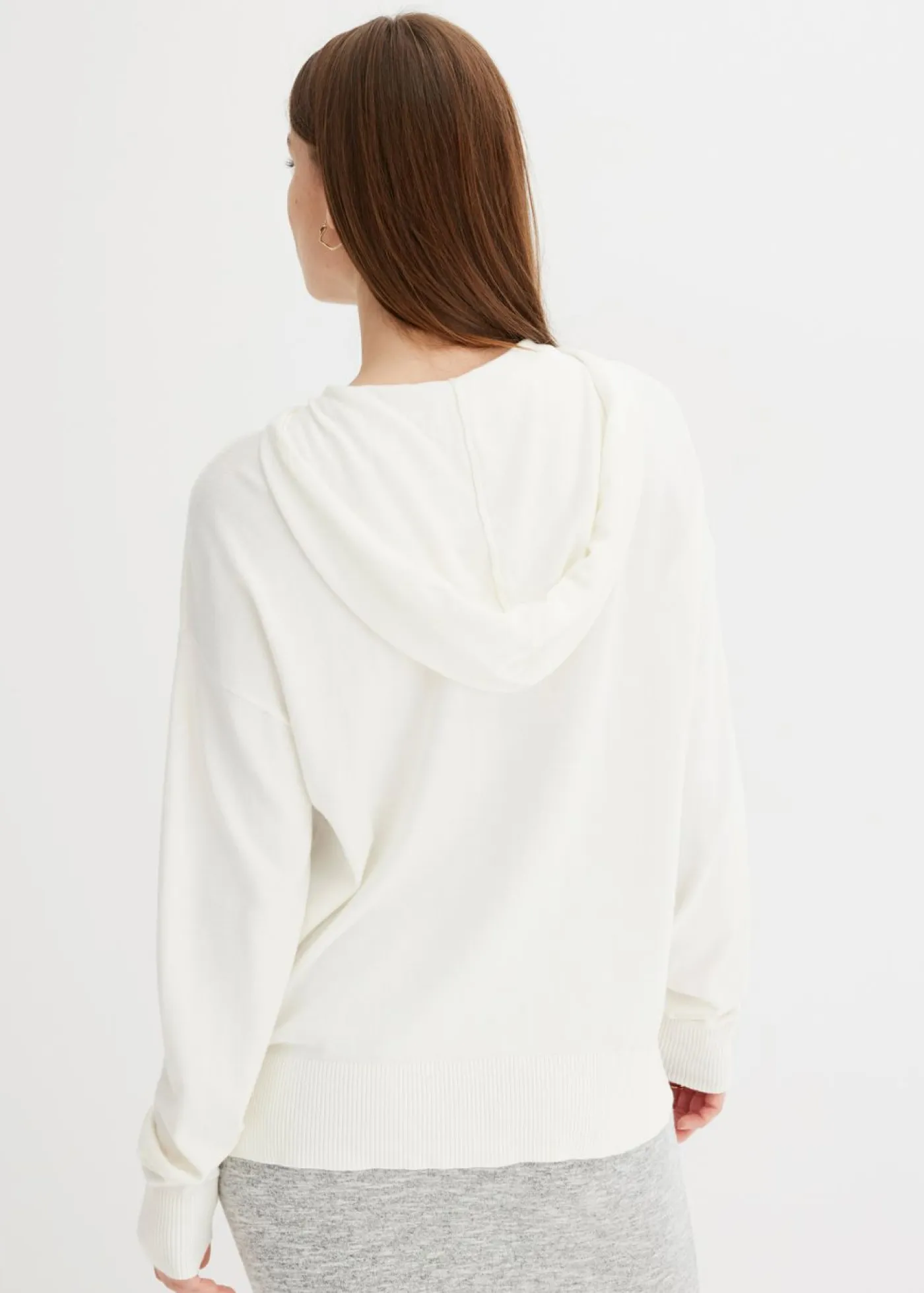 New Sudadera con capucha de punto y bolsillo canguro en mezcla de viscosa Mujer Jerséis|Ropa De Punto